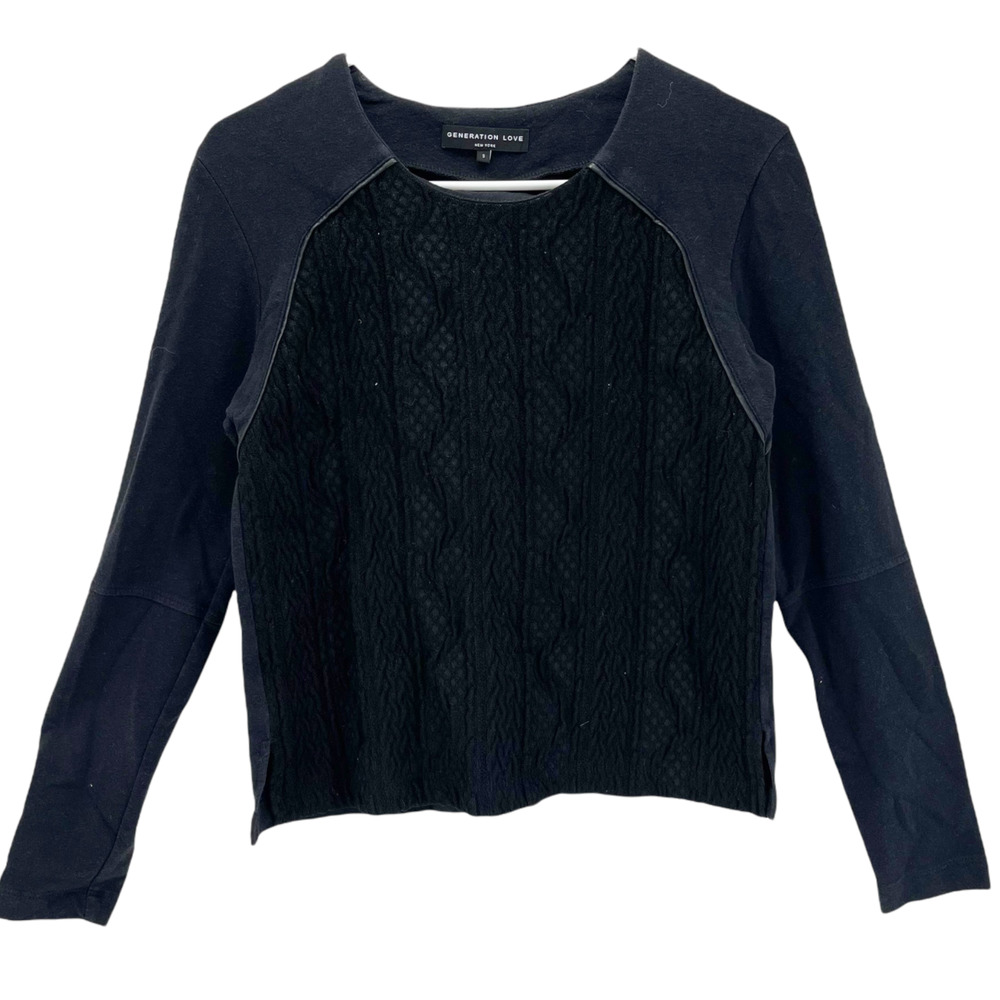 Generation Love Women's Crew Neck Shirt Long Sleeve Top Black Size Small
